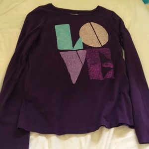 purple long sleeve love shirt